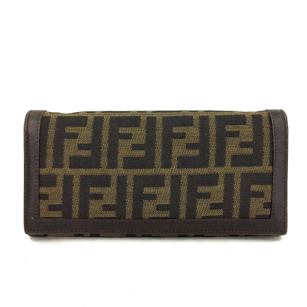 Fendi Zucca Canvas Leather Bifold Long #89078F81 - Picture 1 of 8